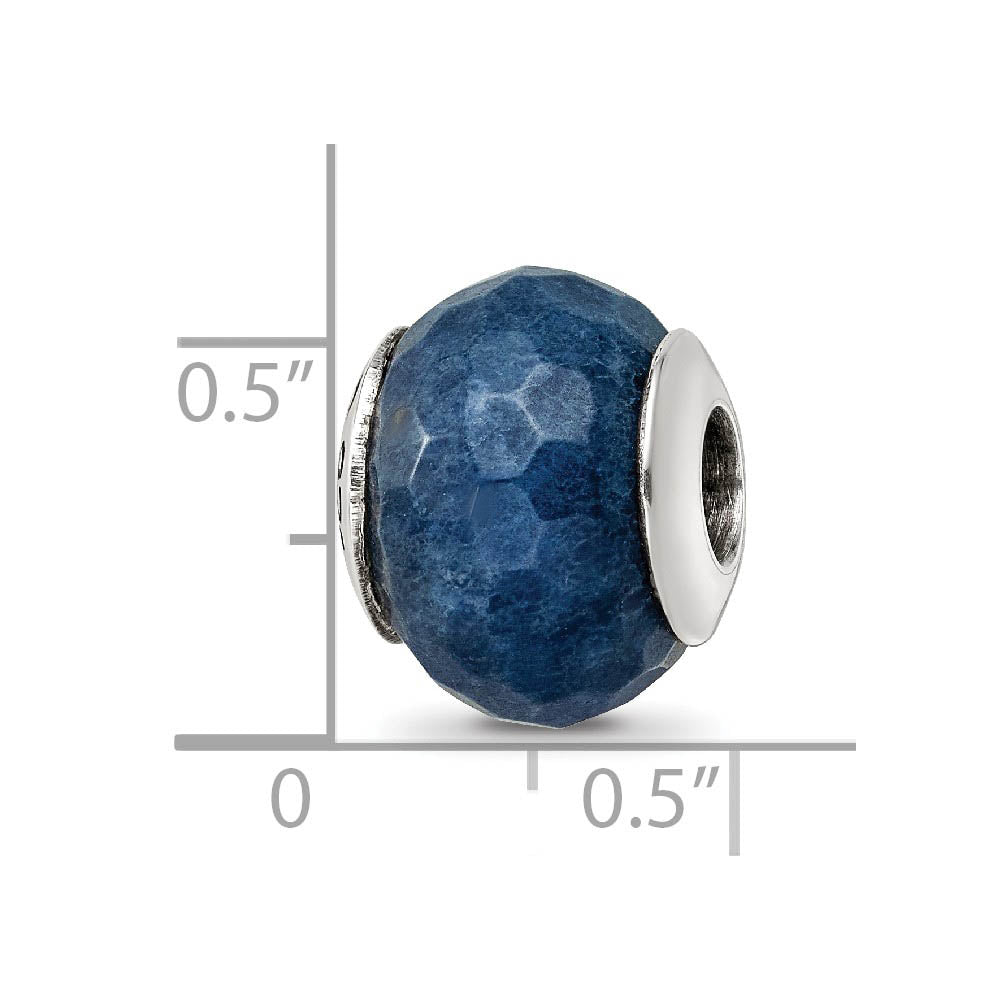 Alternate view of the Dark Blue Quartz Stone & Sterling Silver Bead Charm, 13mm by The Black Bow Jewelry Co.