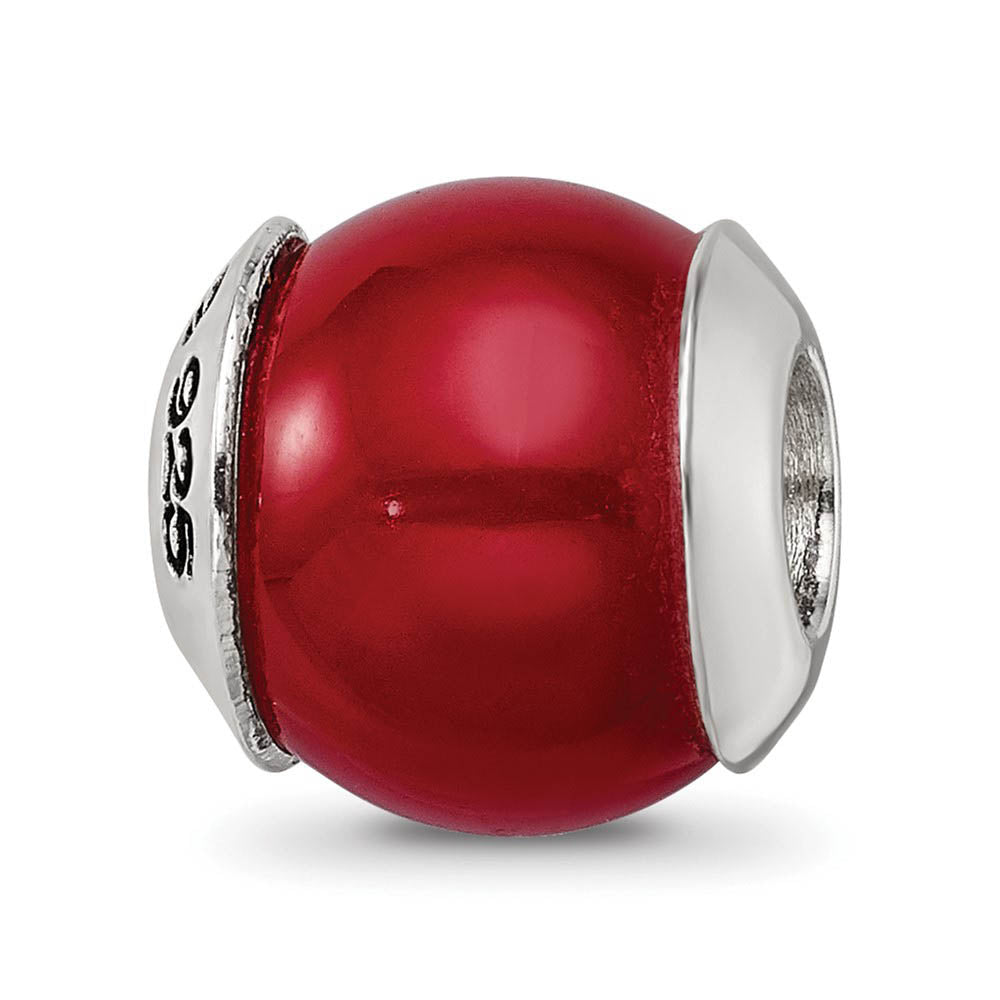 Red Quartz Stone & Sterling Silver Bead Charm, 11mm, Item B10395 by The Black Bow Jewelry Co.