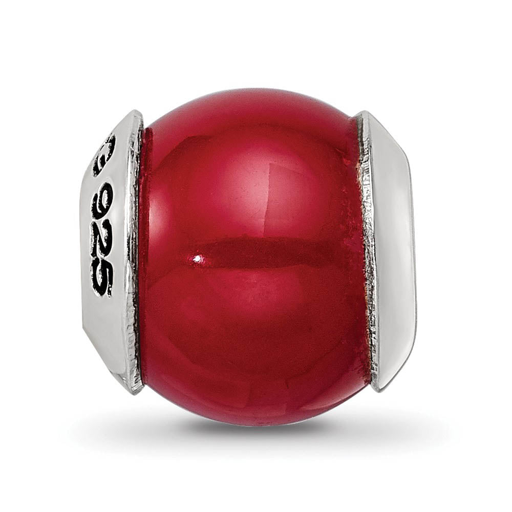 Alternate view of the Red Quartz Stone & Sterling Silver Bead Charm, 11mm by The Black Bow Jewelry Co.