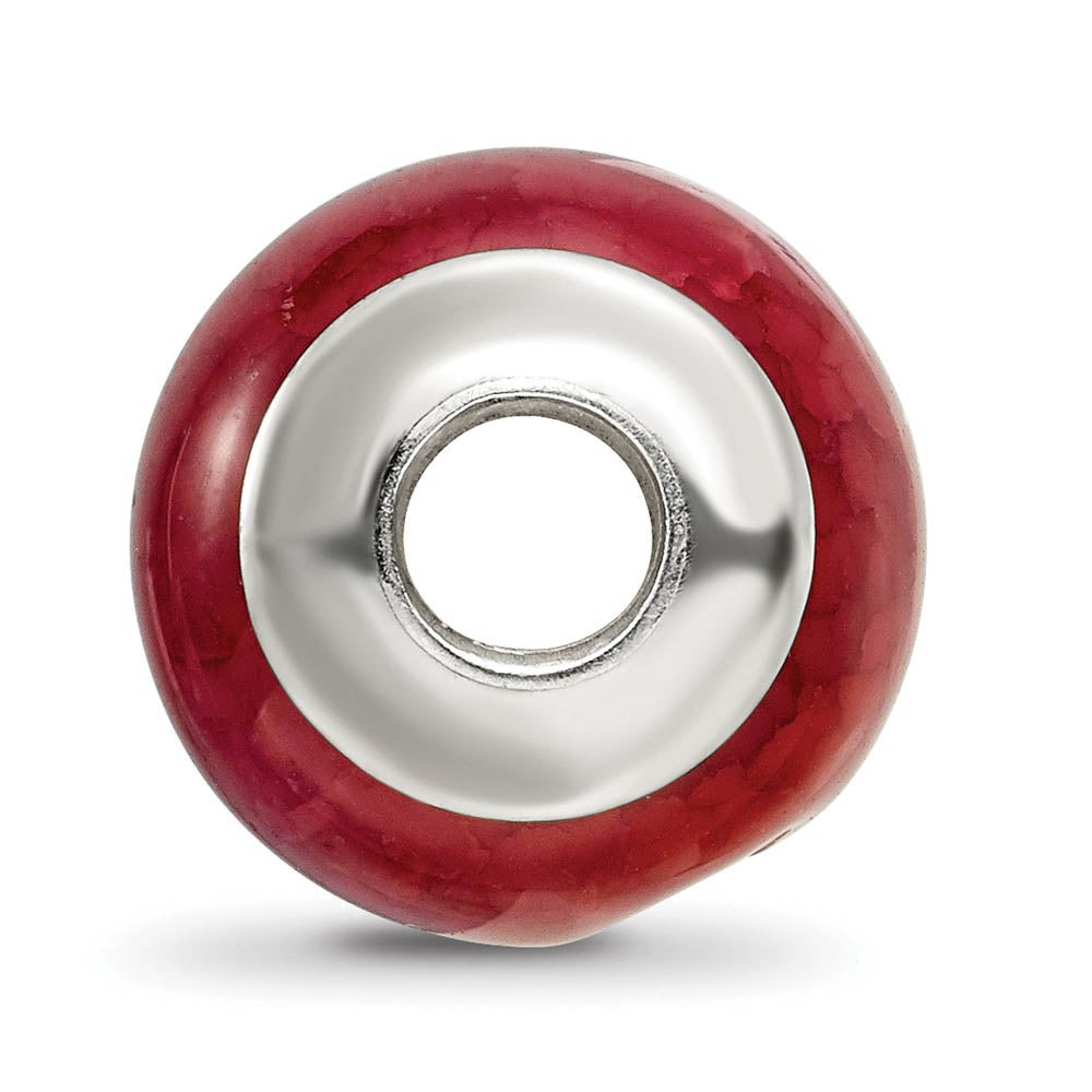 Alternate view of the Fuchsia Cracked Agate Stone & Sterling Silver Bead Charm, 13mm by The Black Bow Jewelry Co.