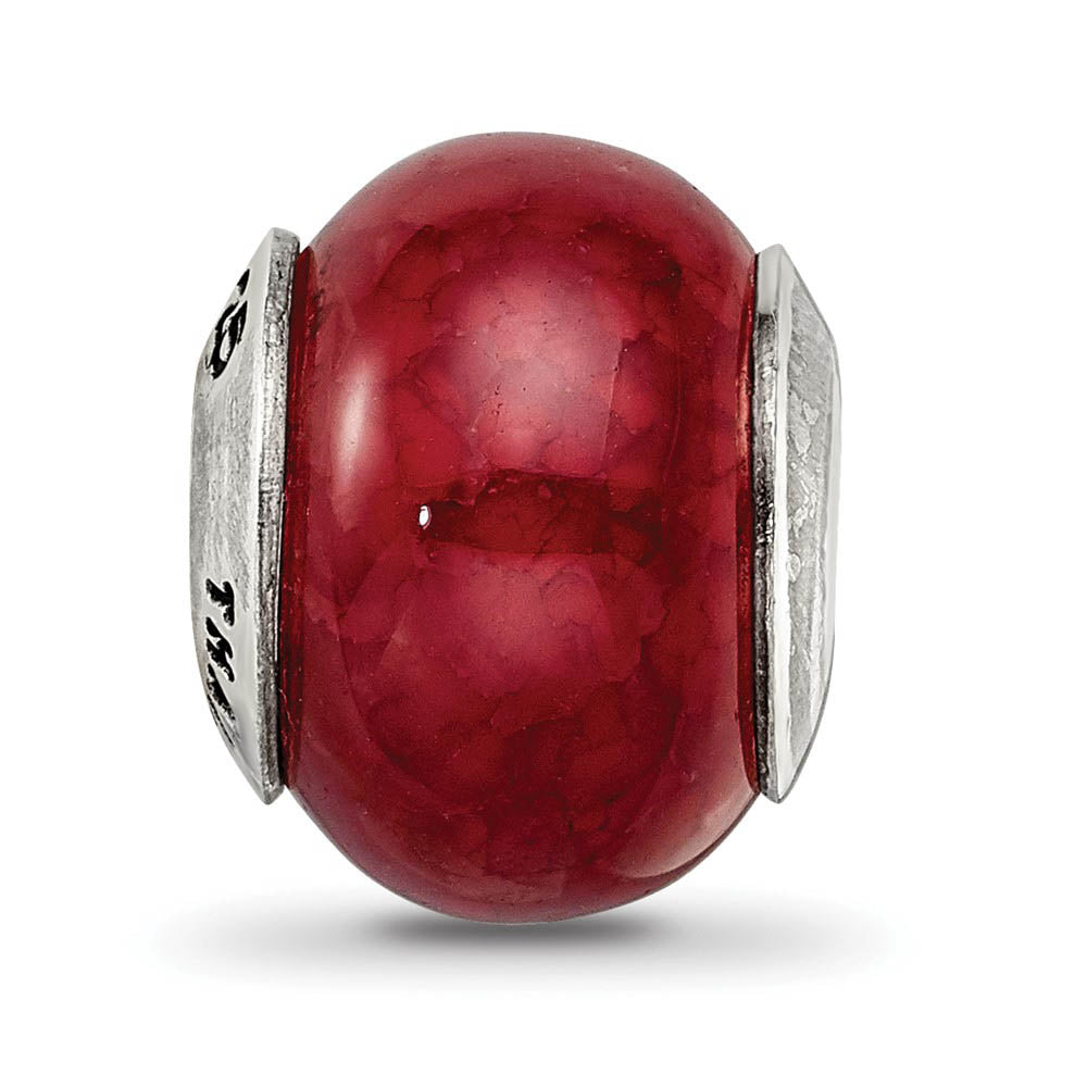 Alternate view of the Fuchsia Cracked Agate Stone & Sterling Silver Bead Charm, 13mm by The Black Bow Jewelry Co.
