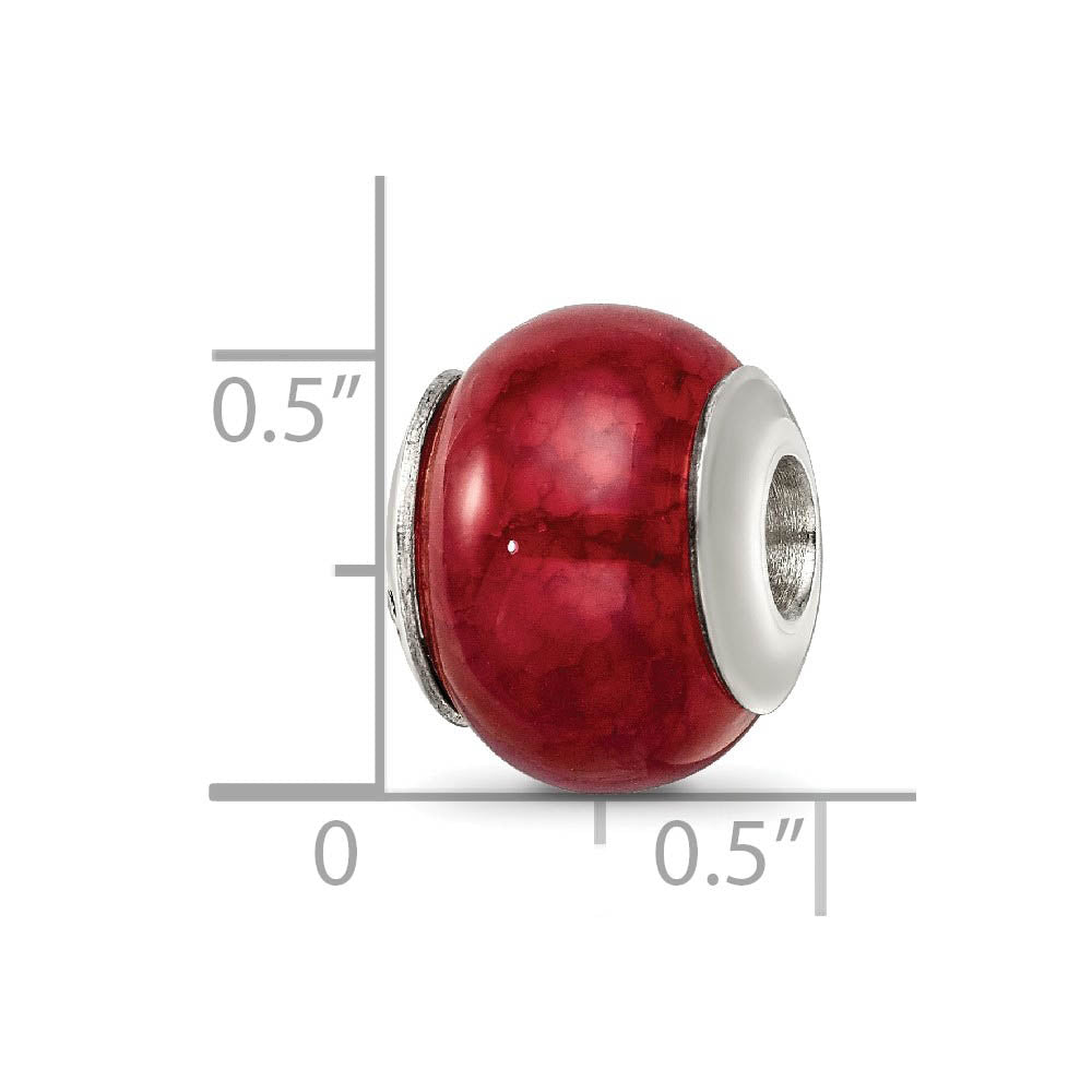 Alternate view of the Fuchsia Cracked Agate Stone & Sterling Silver Bead Charm, 13mm by The Black Bow Jewelry Co.