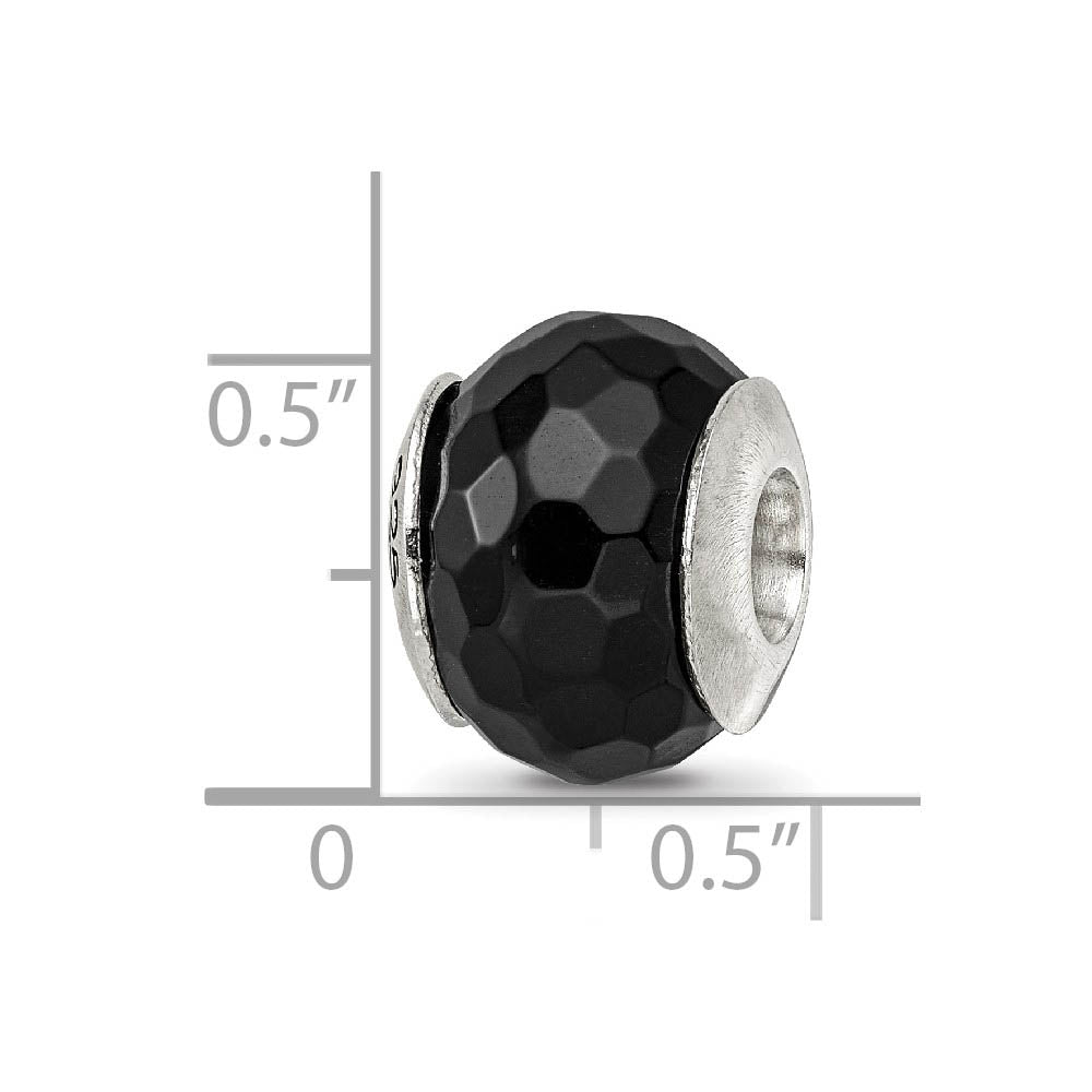 Alternate view of the Black Agate Stone & Sterling Silver Bead Charm, 13mm by The Black Bow Jewelry Co.