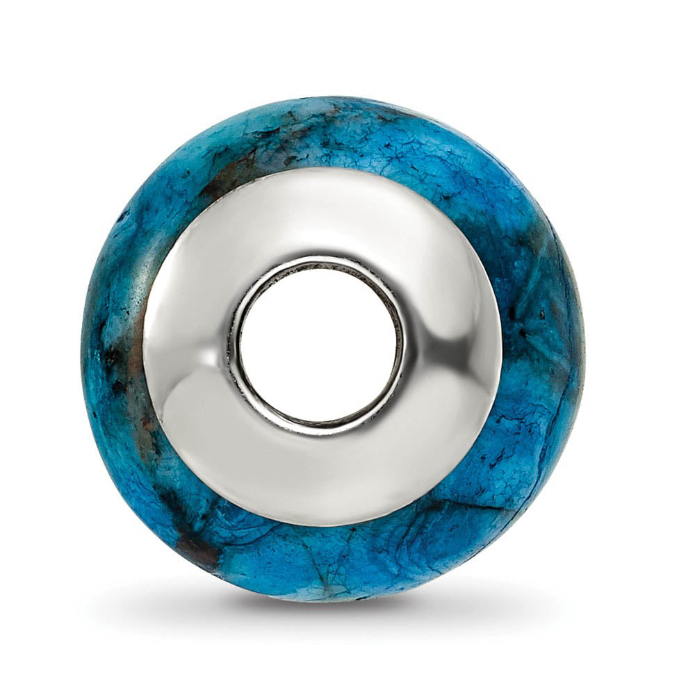Alternate view of the Blue Crazy Lace Agate Stone & Sterling Silver Bead Charm, 13mm by The Black Bow Jewelry Co.