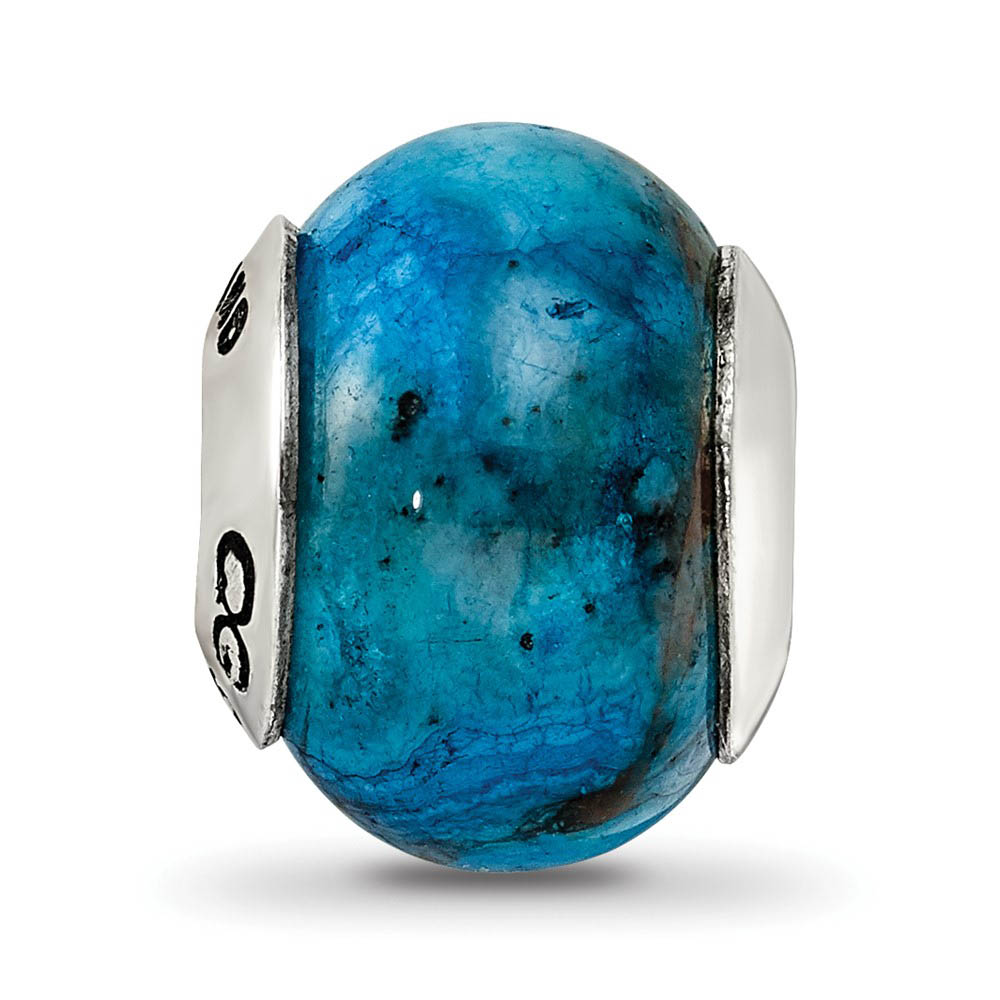Alternate view of the Blue Crazy Lace Agate Stone & Sterling Silver Bead Charm, 13mm by The Black Bow Jewelry Co.