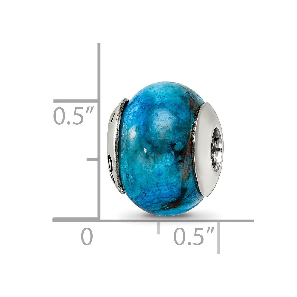 Alternate view of the Blue Crazy Lace Agate Stone & Sterling Silver Bead Charm, 13mm by The Black Bow Jewelry Co.