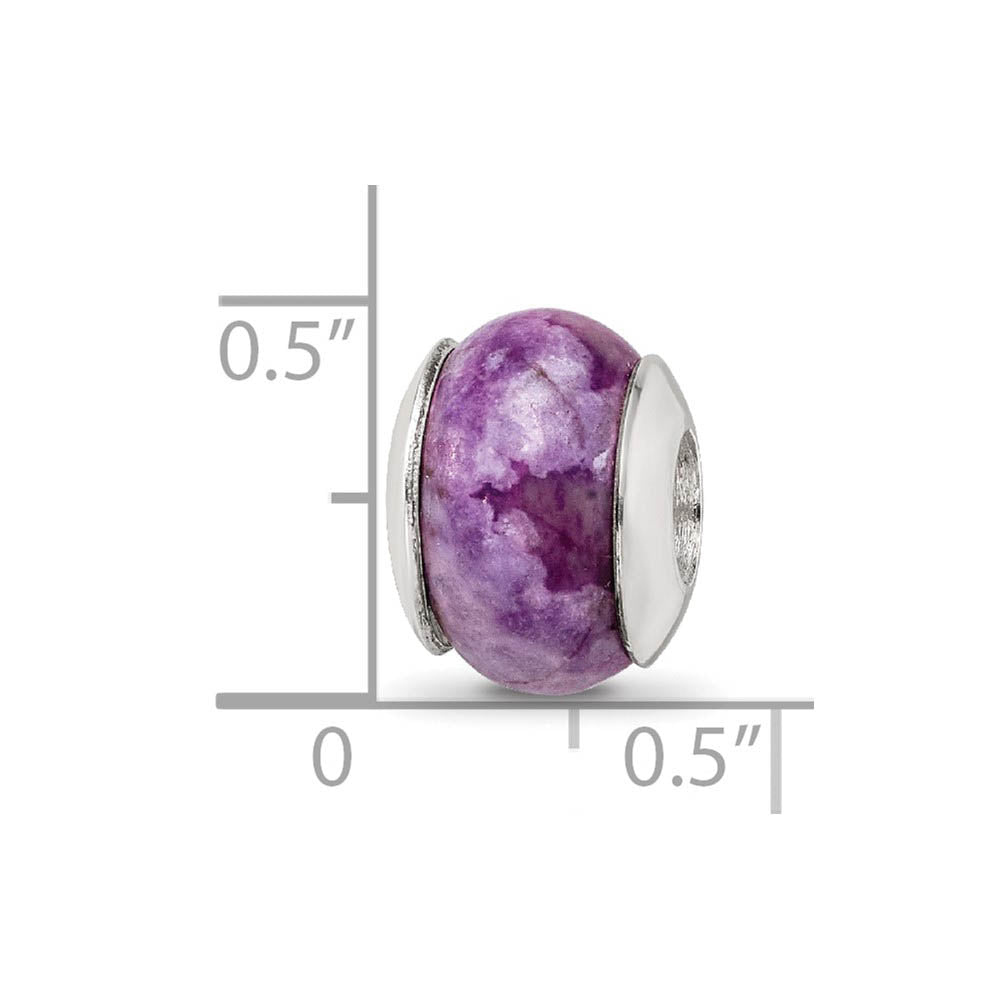 Alternate view of the 13mm Purple Magnesite Stone & Sterling Silver Bead Charm, 13mm by The Black Bow Jewelry Co.
