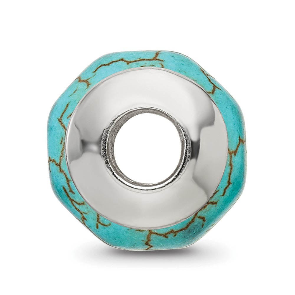Alternate view of the Blue Magnesite Stone & Sterling Silver Bead Charm, 13mm by The Black Bow Jewelry Co.