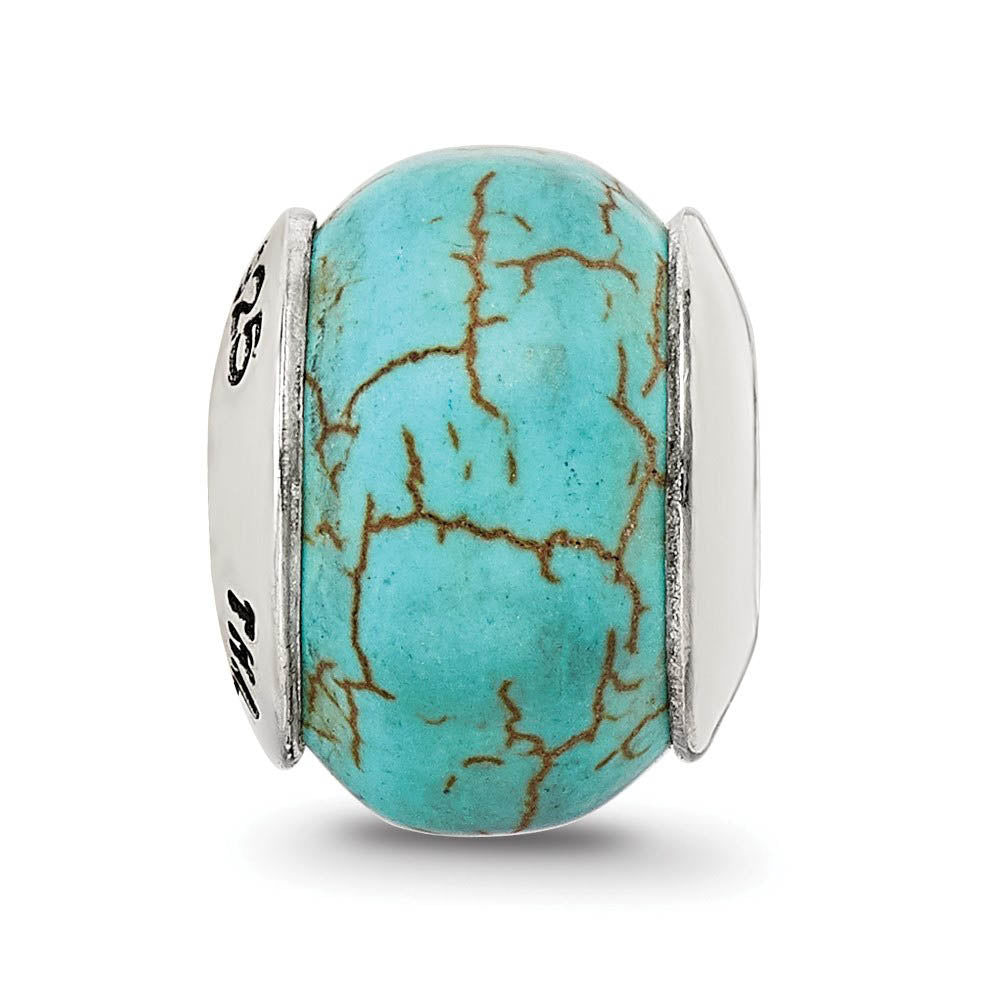 Alternate view of the Blue Magnesite Stone & Sterling Silver Bead Charm, 13mm by The Black Bow Jewelry Co.