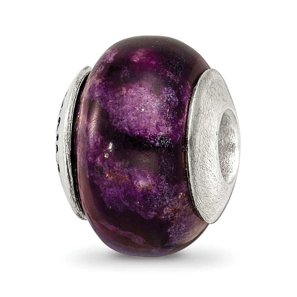 11mm Purple Magnesite Stone & Sterling Silver Bead Charm, 13mm, Item B10433 by The Black Bow Jewelry Co.