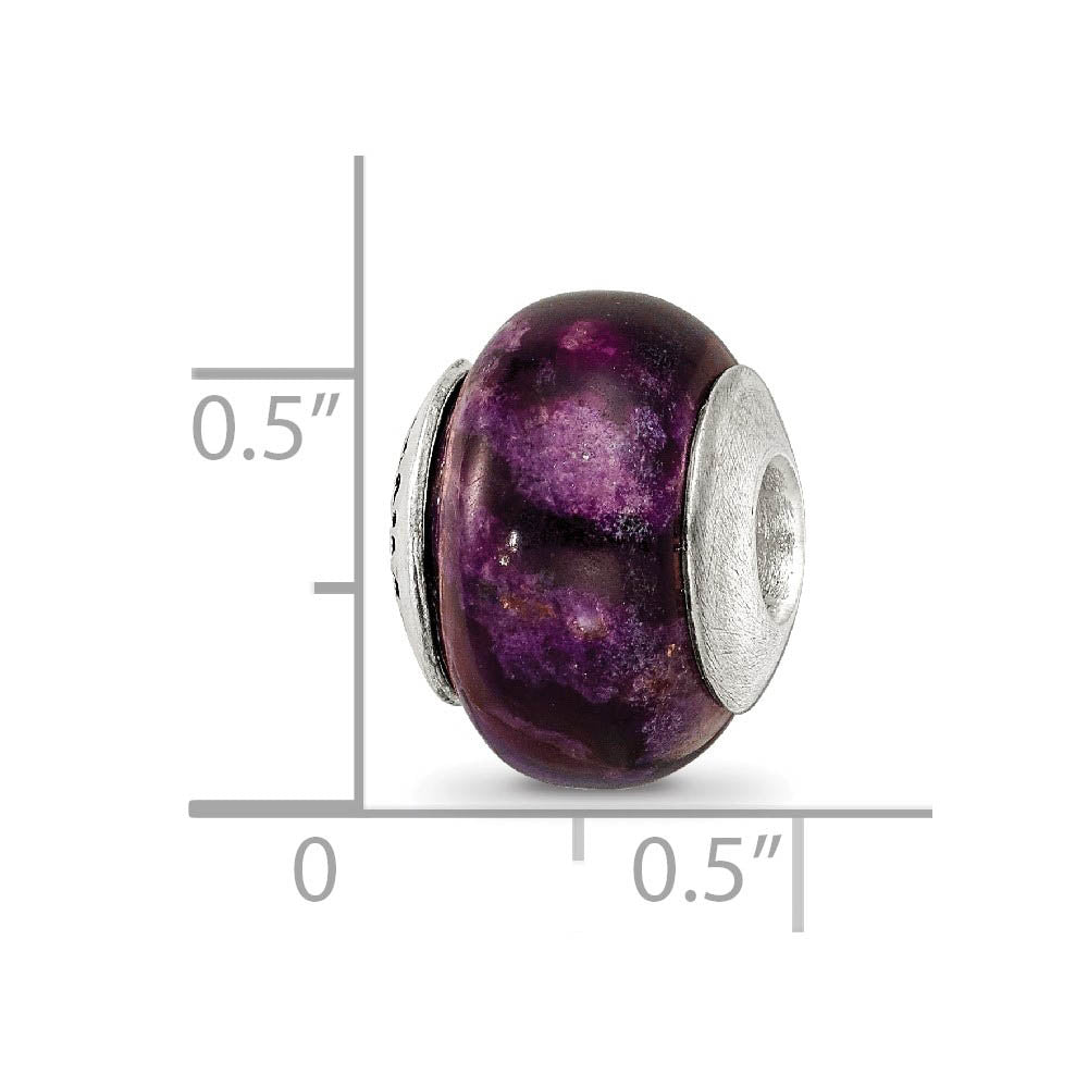 Alternate view of the 11mm Purple Magnesite Stone & Sterling Silver Bead Charm, 13mm by The Black Bow Jewelry Co.