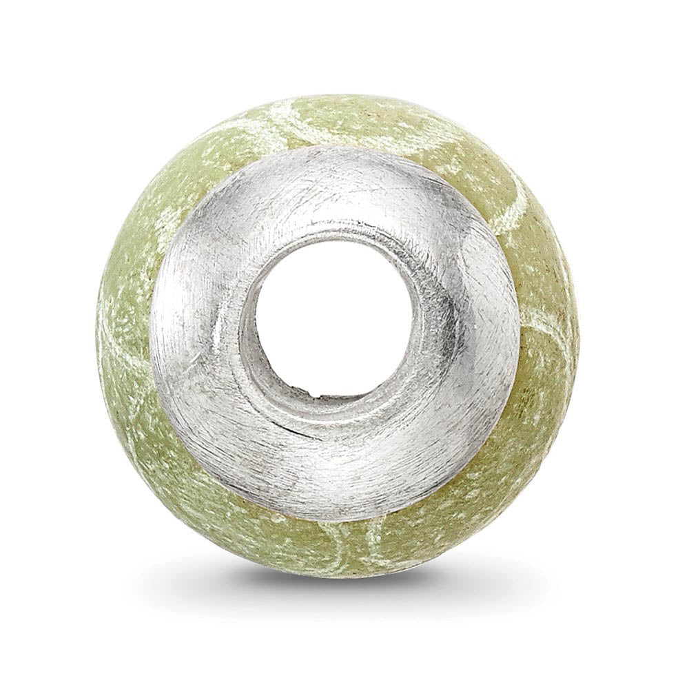 Alternate view of the Etched Jade Stone & Sterling Silver Bead Charm, 13mm by The Black Bow Jewelry Co.