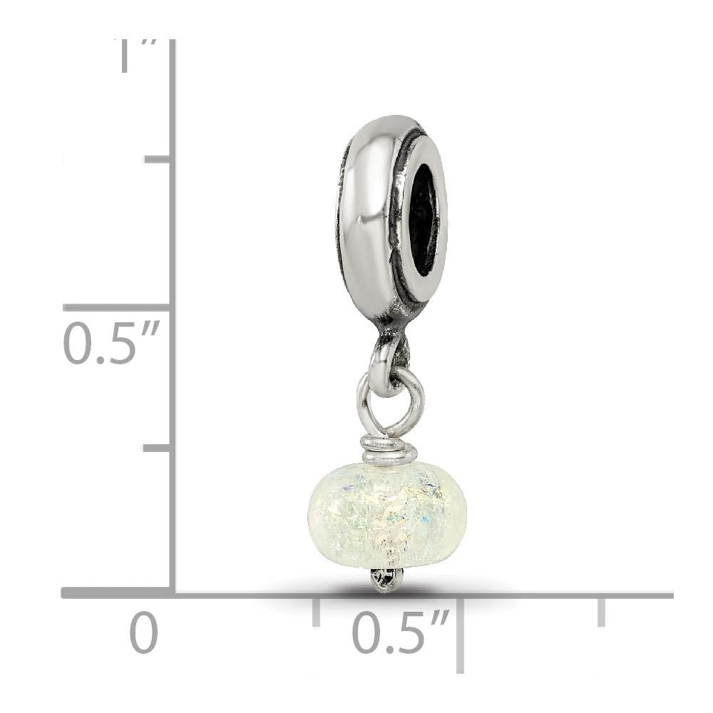 Alternate view of the Dichroic Glass & Sterling Silver Yellow Dangle Bead Charm by The Black Bow Jewelry Co.