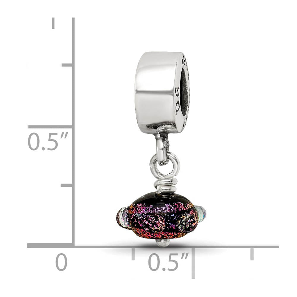 Alternate view of the Dichroic Glass & Sterling Silver Textured Purple Dangle Bead Charm by The Black Bow Jewelry Co.