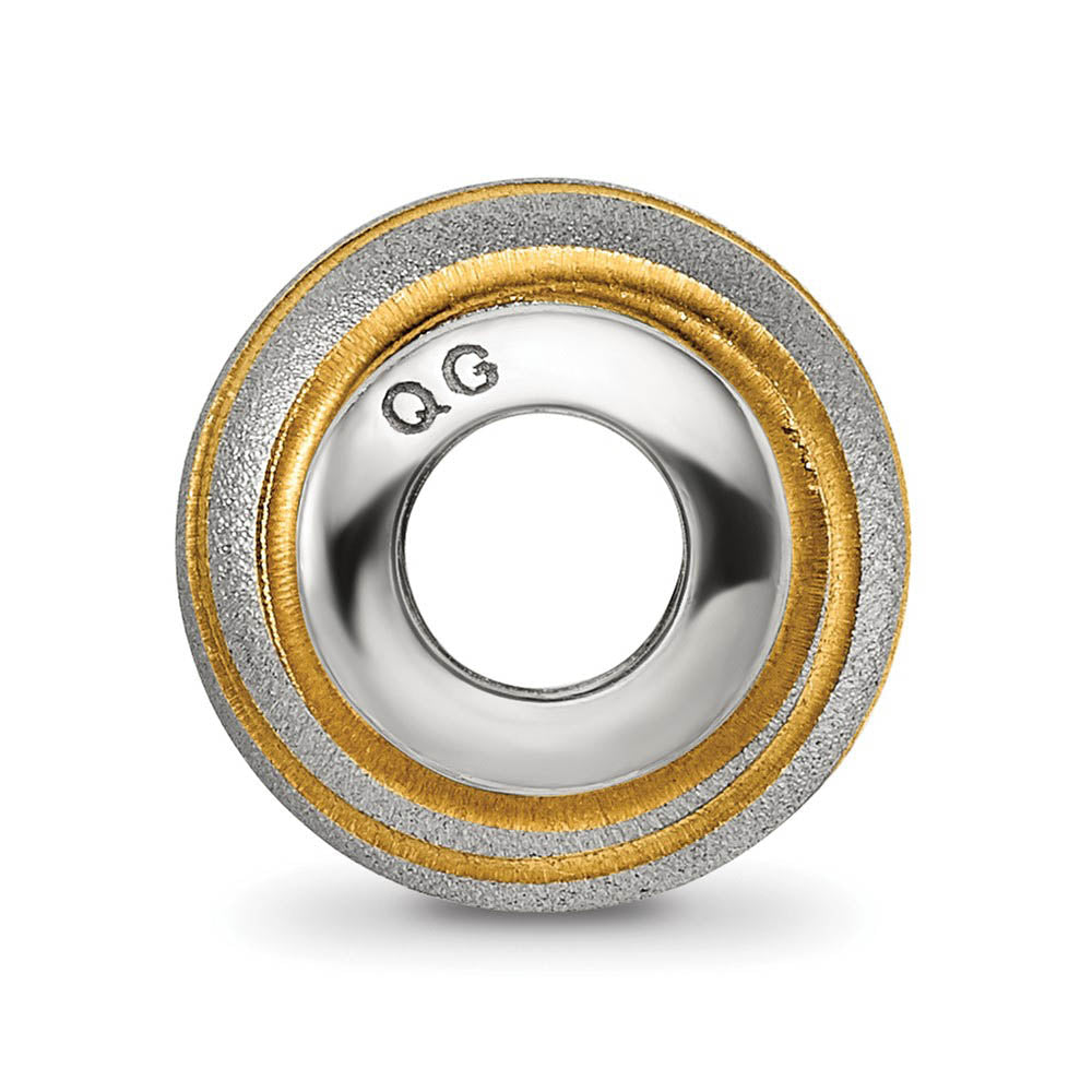 Alternate view of the Sterling Silver & 14k Yellow Gold Plated Laser Cut Bead Charm by The Black Bow Jewelry Co.