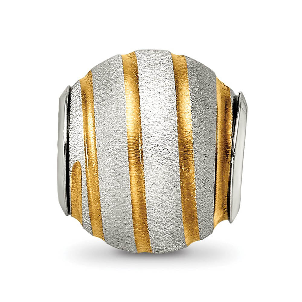 Alternate view of the Sterling Silver & 14k Yellow Gold Plated Laser Cut Bead Charm by The Black Bow Jewelry Co.