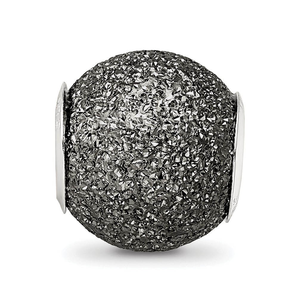 Alternate view of the Sterling Silver Grey Laser Cut Bead Charm by The Black Bow Jewelry Co.