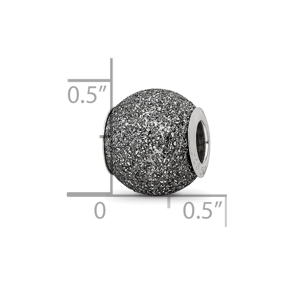Alternate view of the Sterling Silver Grey Laser Cut Bead Charm by The Black Bow Jewelry Co.