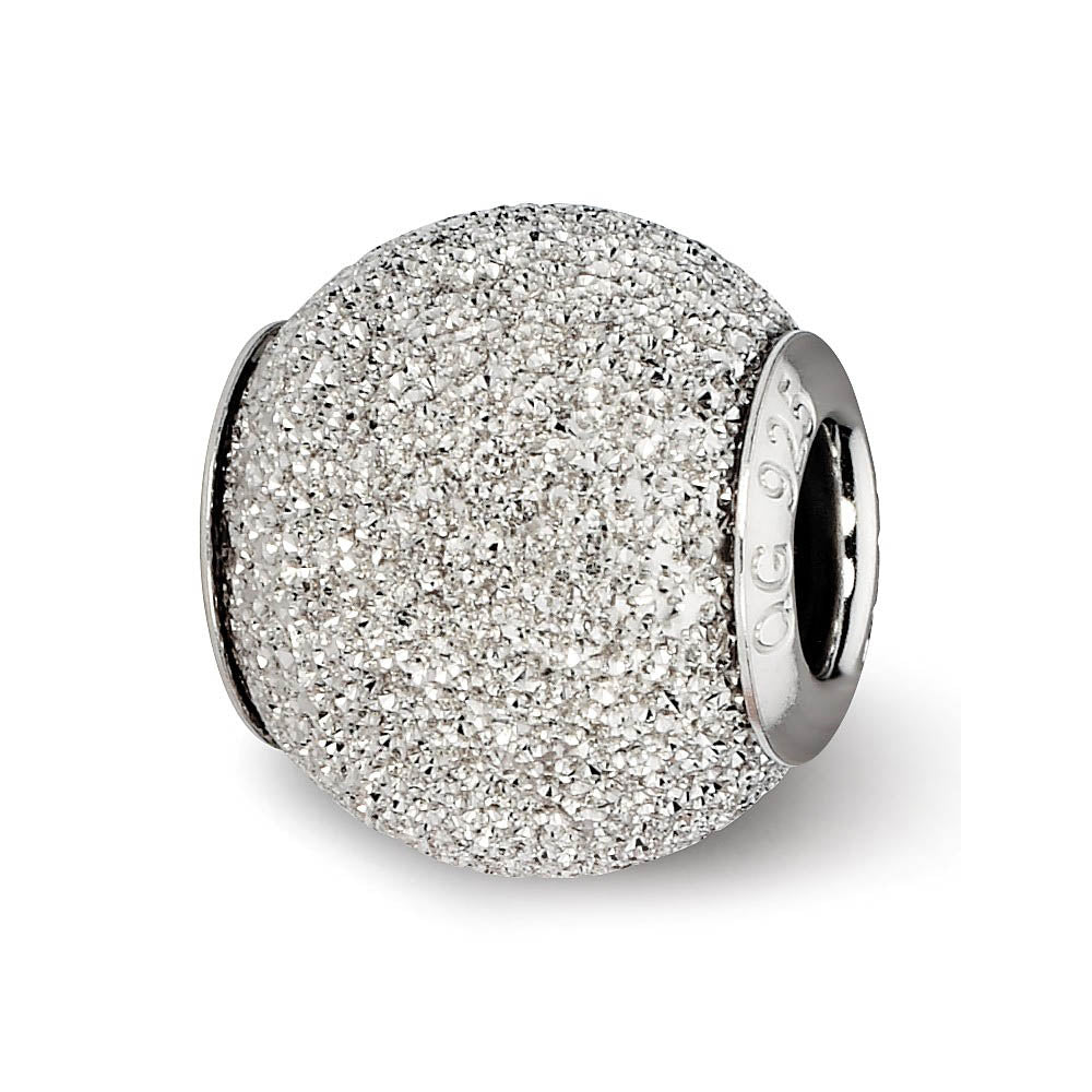 Sterling Silver Light Grey Laser Cut Bead Charm, Item B10501 by The Black Bow Jewelry Co.