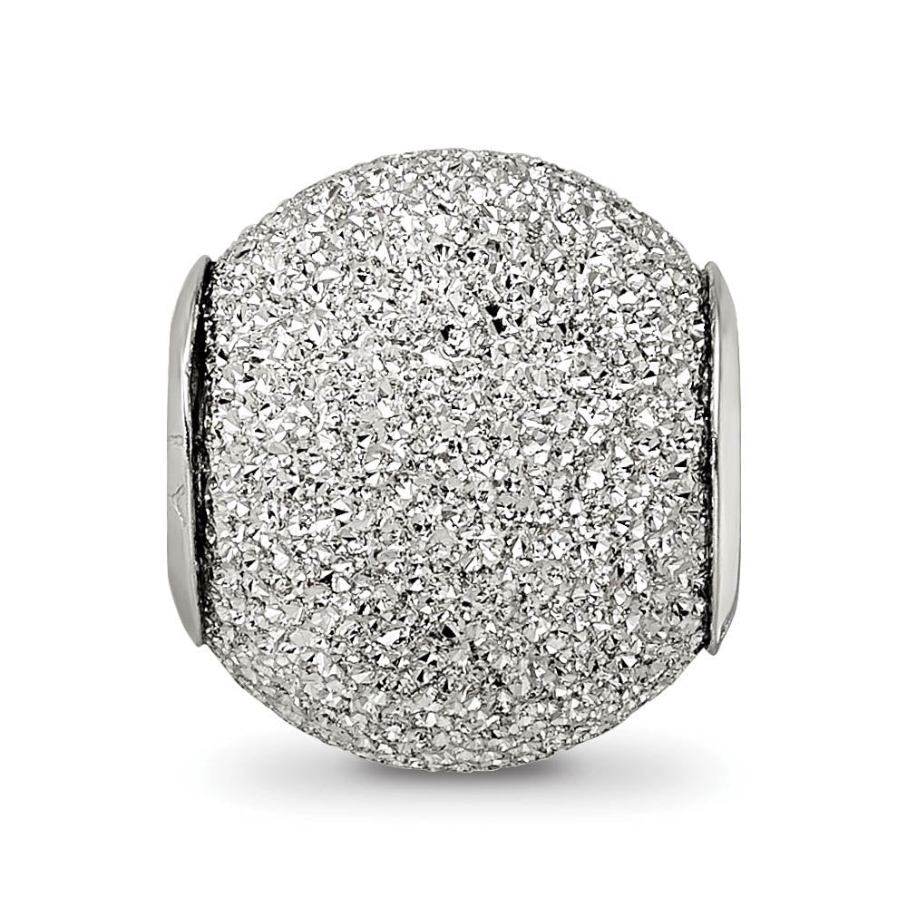 Alternate view of the Sterling Silver Light Grey Laser Cut Bead Charm by The Black Bow Jewelry Co.