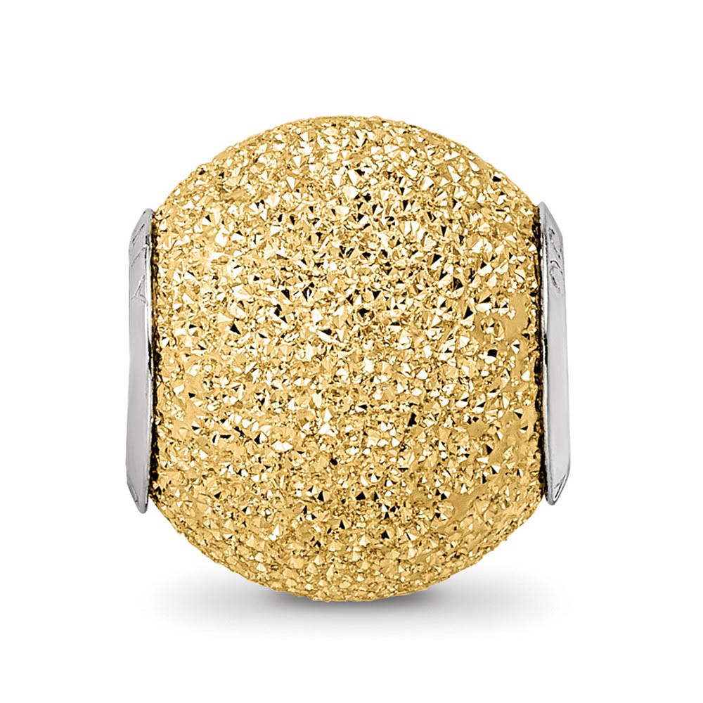 Alternate view of the Sterling Silver and 14k Yellow Gold Plated Laser Cut Bead Charm by The Black Bow Jewelry Co.