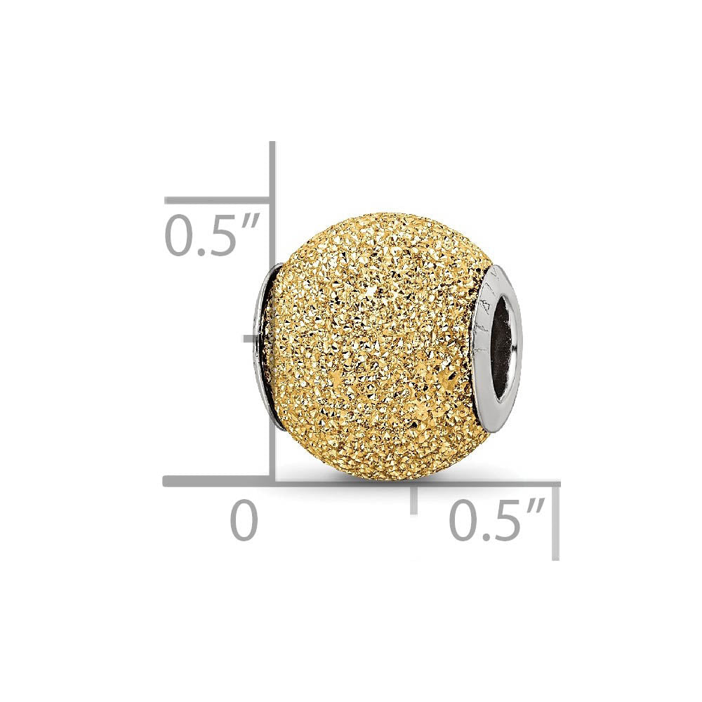 Alternate view of the Sterling Silver and 14k Yellow Gold Plated Laser Cut Bead Charm by The Black Bow Jewelry Co.
