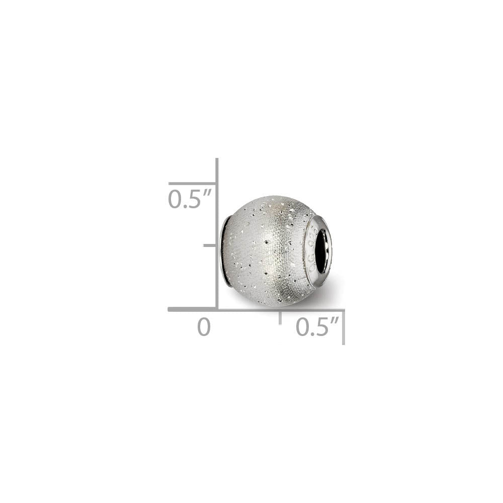 Alternate view of the Sterling Silver Grey Satin Laser Cut Bead Charm by The Black Bow Jewelry Co.