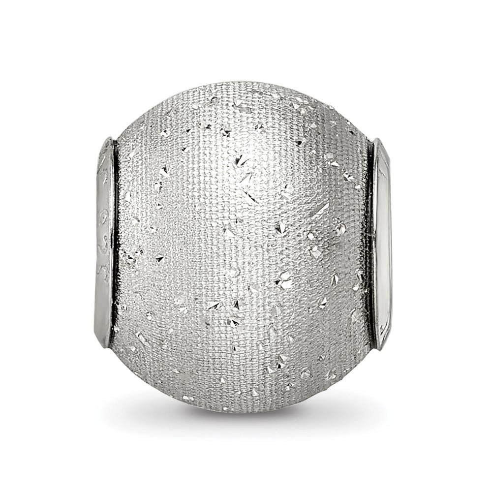 Alternate view of the Sterling Silver Grey Satin Laser Cut Bead Charm by The Black Bow Jewelry Co.