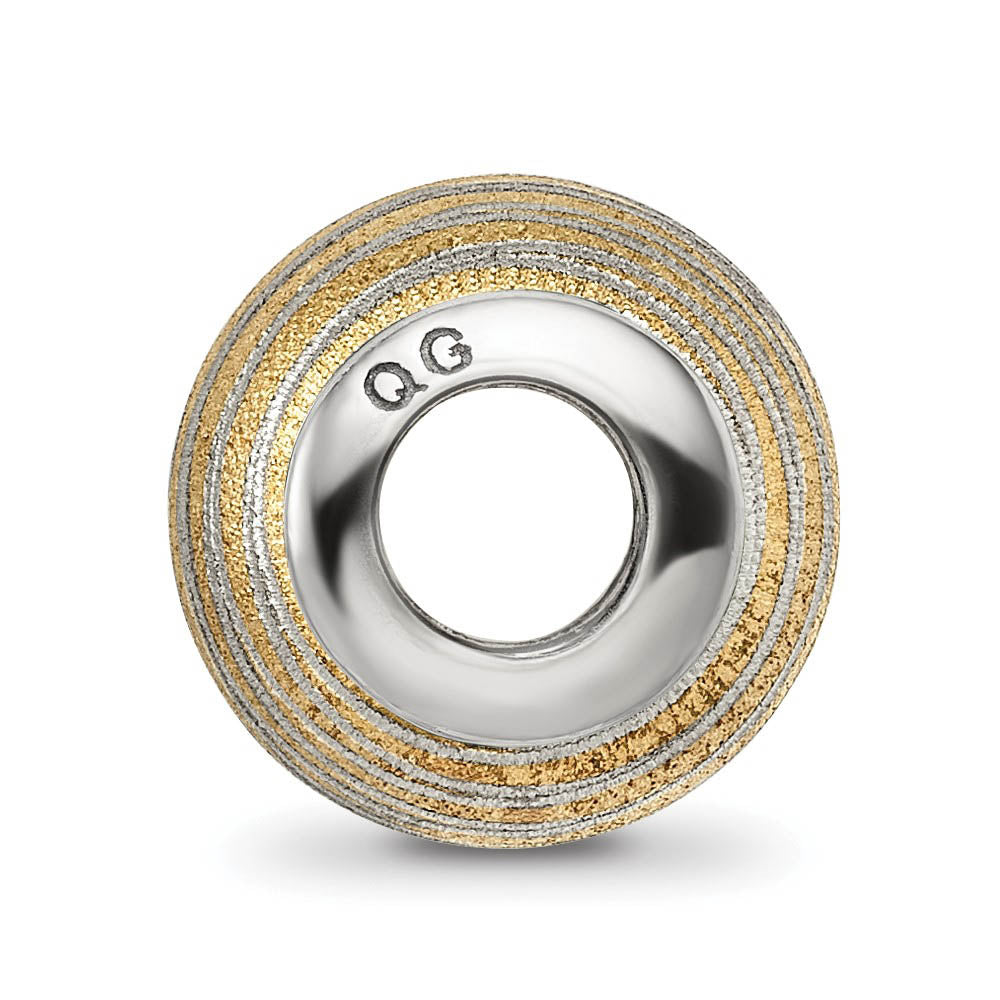 Alternate view of the Sterling Silver 14k Yellow Gold Plated Laser Cut Bead Charm by The Black Bow Jewelry Co.