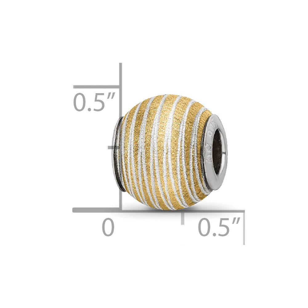 Alternate view of the Sterling Silver 14k Yellow Gold Plated Laser Cut Bead Charm by The Black Bow Jewelry Co.