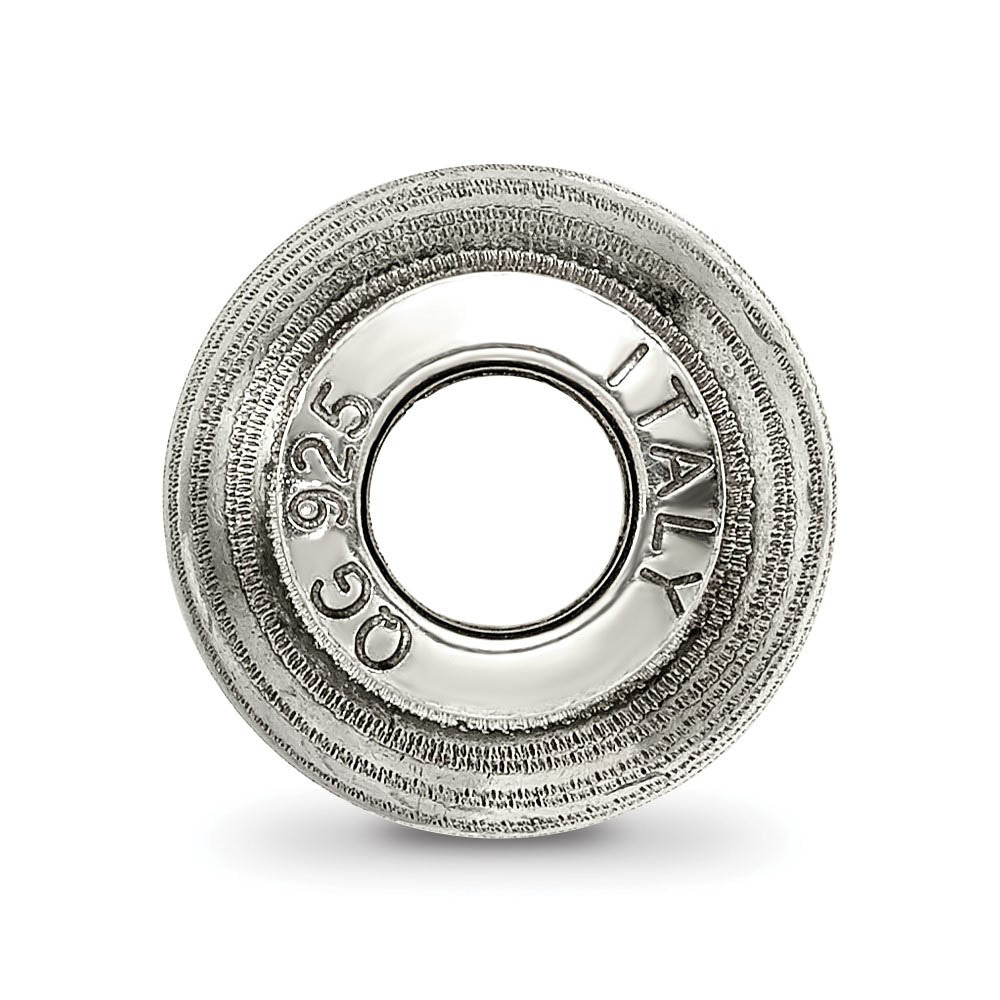 Alternate view of the Sterling Silver Striped Grey Laser Cut Bead Charm by The Black Bow Jewelry Co.