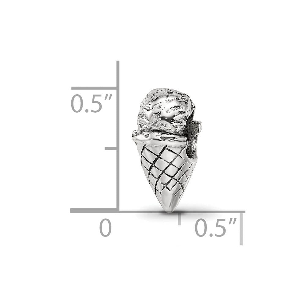 Alternate view of the Sterling Silver Ice Cream Cone Bead Charm by The Black Bow Jewelry Co.
