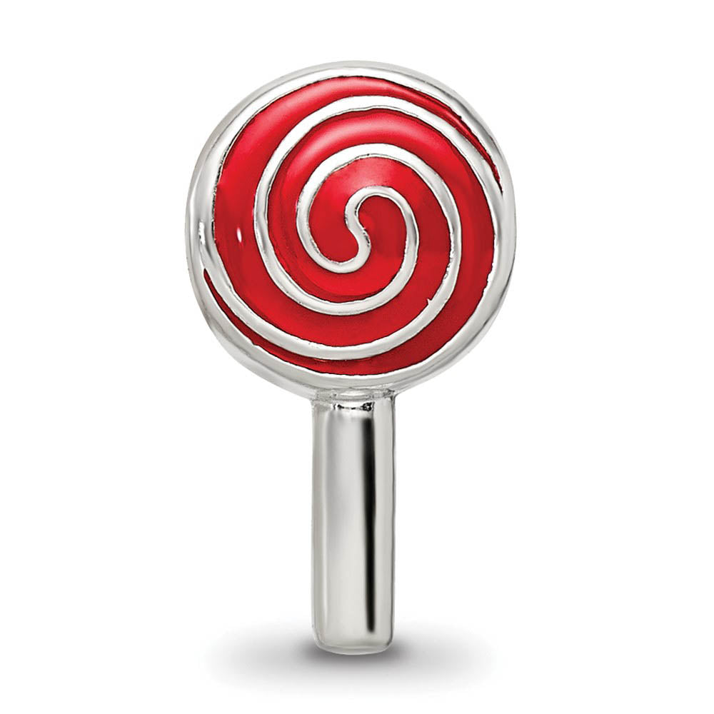 Alternate view of the Sterling Silver Enameled Lollipop Bead Charm by The Black Bow Jewelry Co.