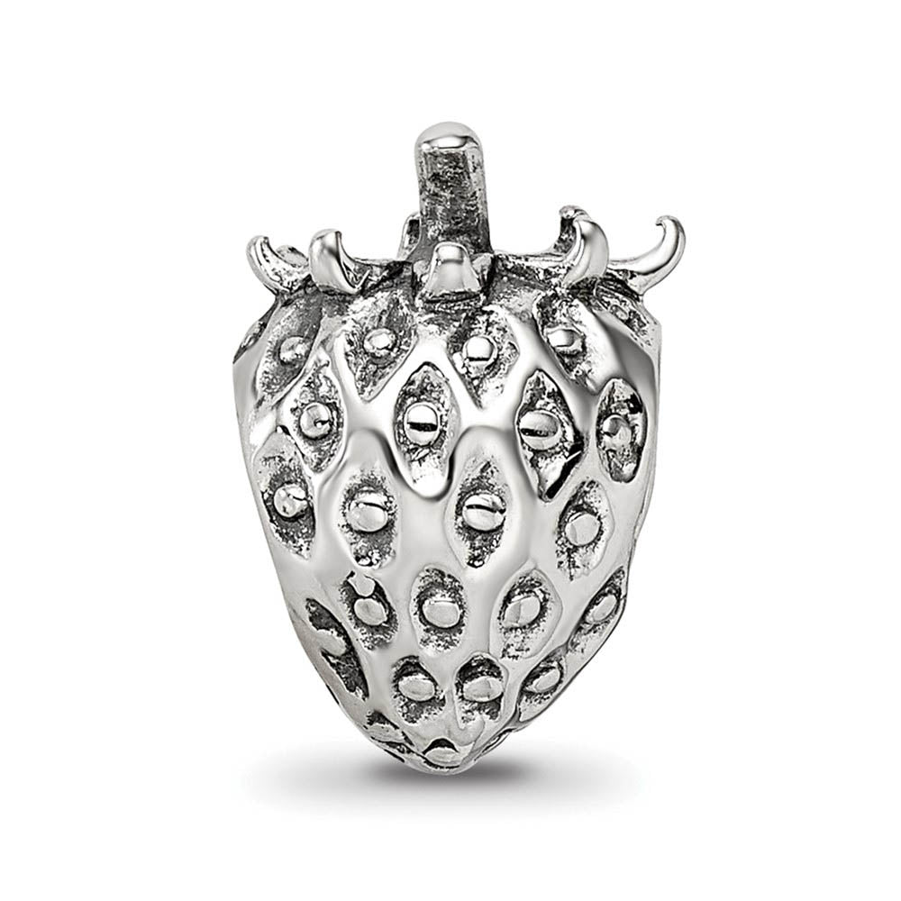 Alternate view of the Sterling Silver Strawberry Bead Charm by The Black Bow Jewelry Co.
