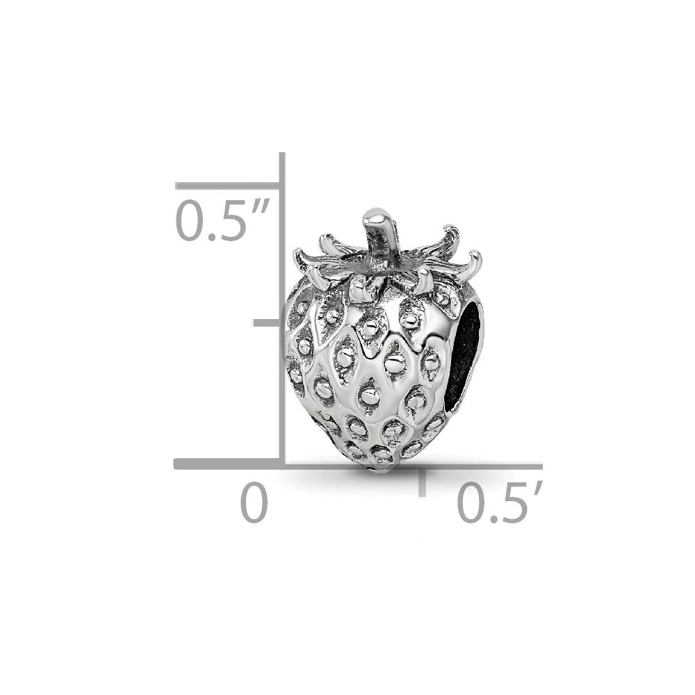 Alternate view of the Sterling Silver Strawberry Bead Charm by The Black Bow Jewelry Co.