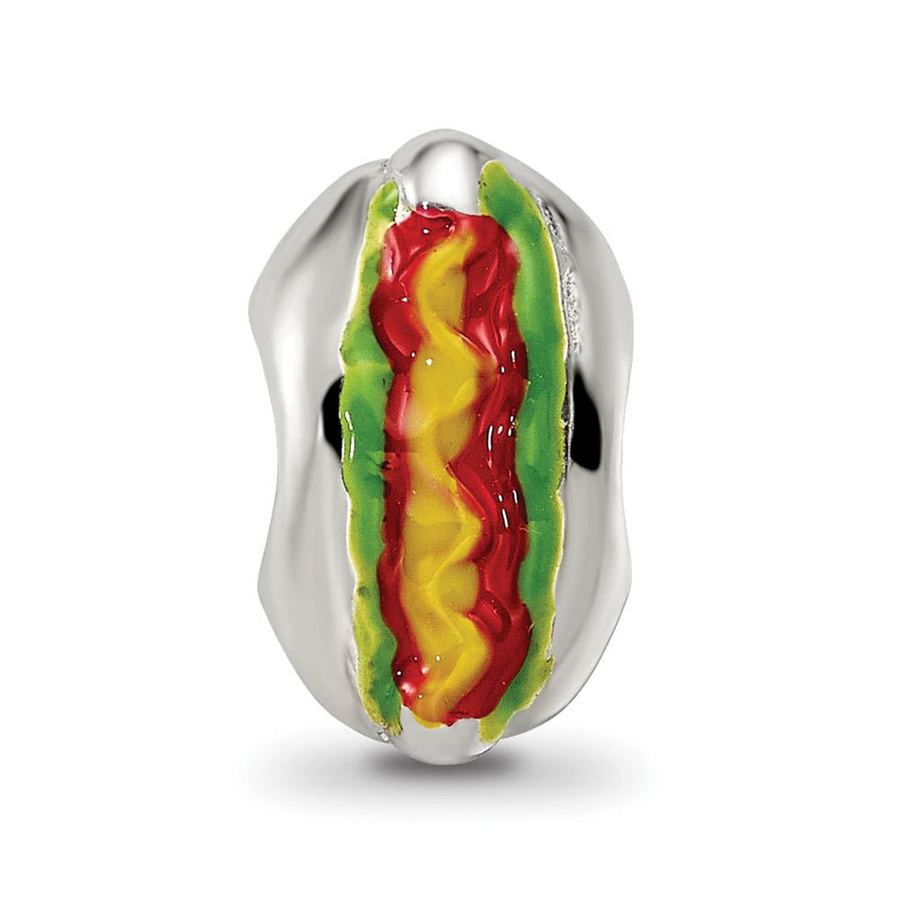 Alternate view of the Sterling Silver Enameled Hot Dog Bead Charm by The Black Bow Jewelry Co.
