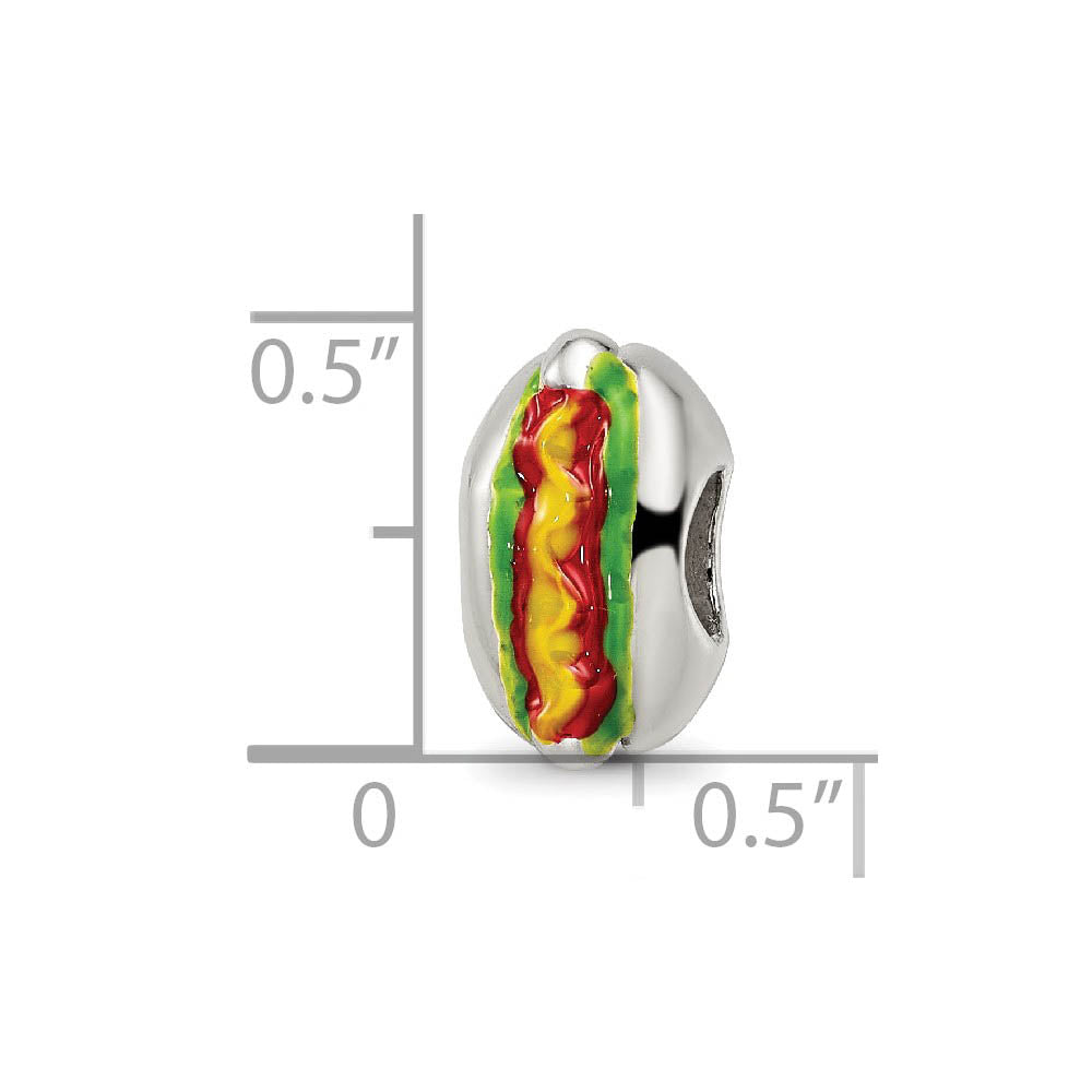 Alternate view of the Sterling Silver Enameled Hot Dog Bead Charm by The Black Bow Jewelry Co.