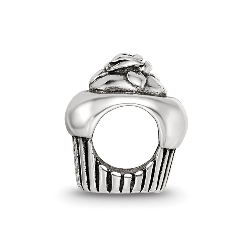 Alternate view of the Sterling Silver Cupcake Bead Charm by The Black Bow Jewelry Co.