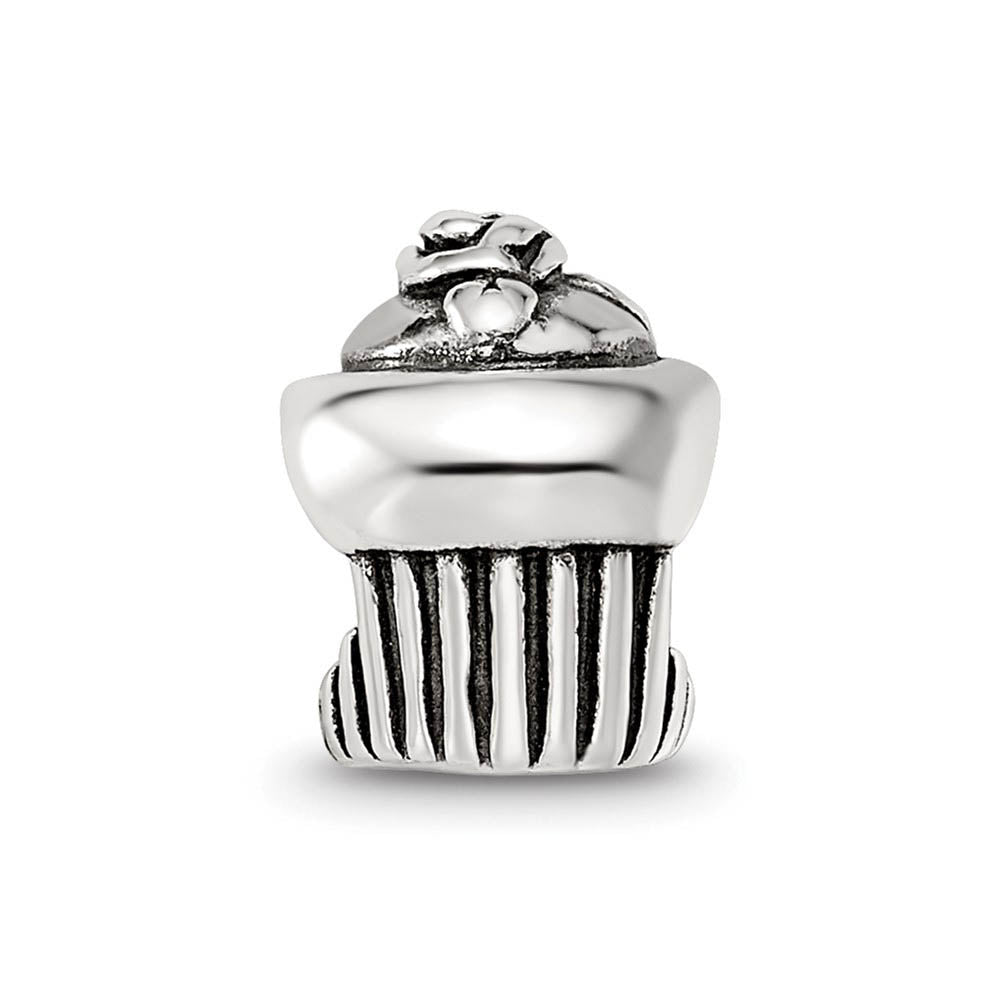 Alternate view of the Sterling Silver Cupcake Bead Charm by The Black Bow Jewelry Co.