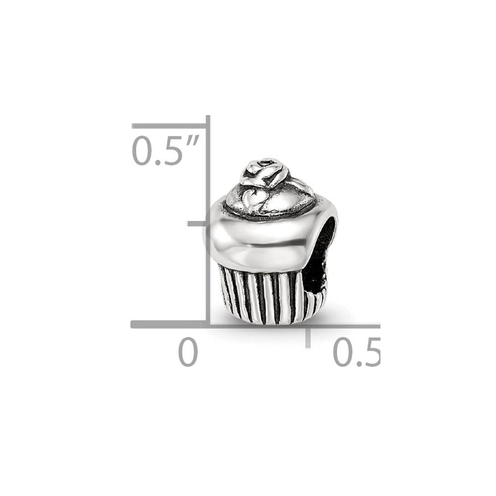 Alternate view of the Sterling Silver Cupcake Bead Charm by The Black Bow Jewelry Co.