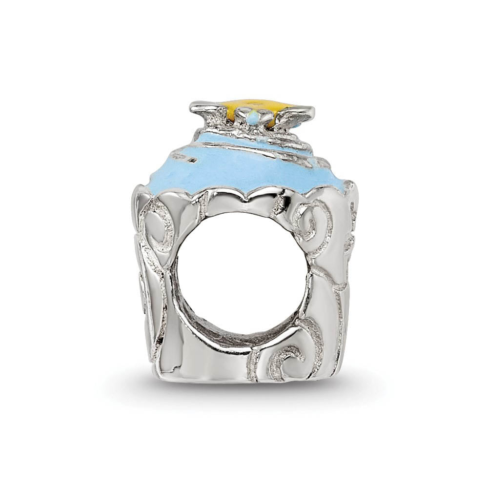 Alternate view of the Sterling Silver Blue Enameled Cupcake Bead Charm by The Black Bow Jewelry Co.