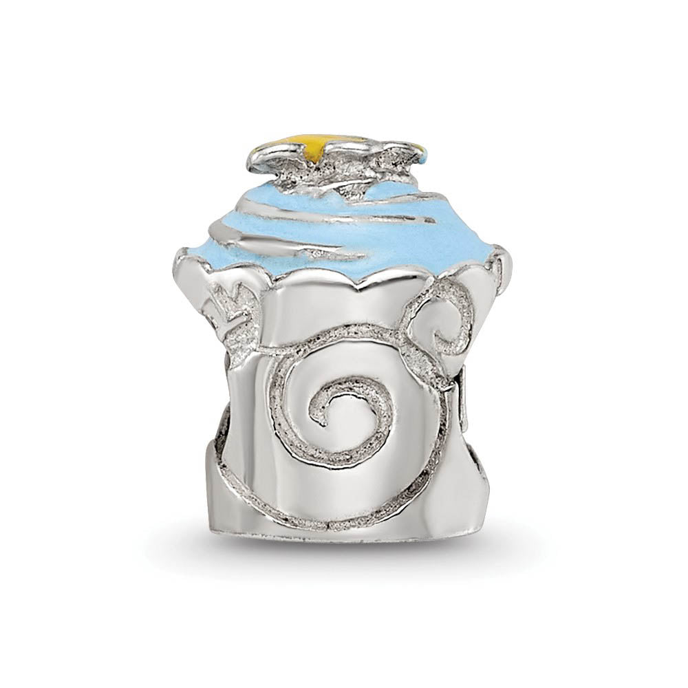 Alternate view of the Sterling Silver Blue Enameled Cupcake Bead Charm by The Black Bow Jewelry Co.
