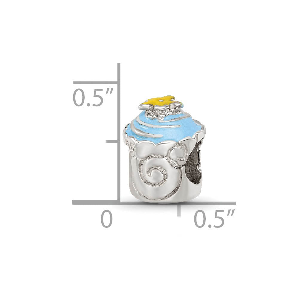 Alternate view of the Sterling Silver Blue Enameled Cupcake Bead Charm by The Black Bow Jewelry Co.