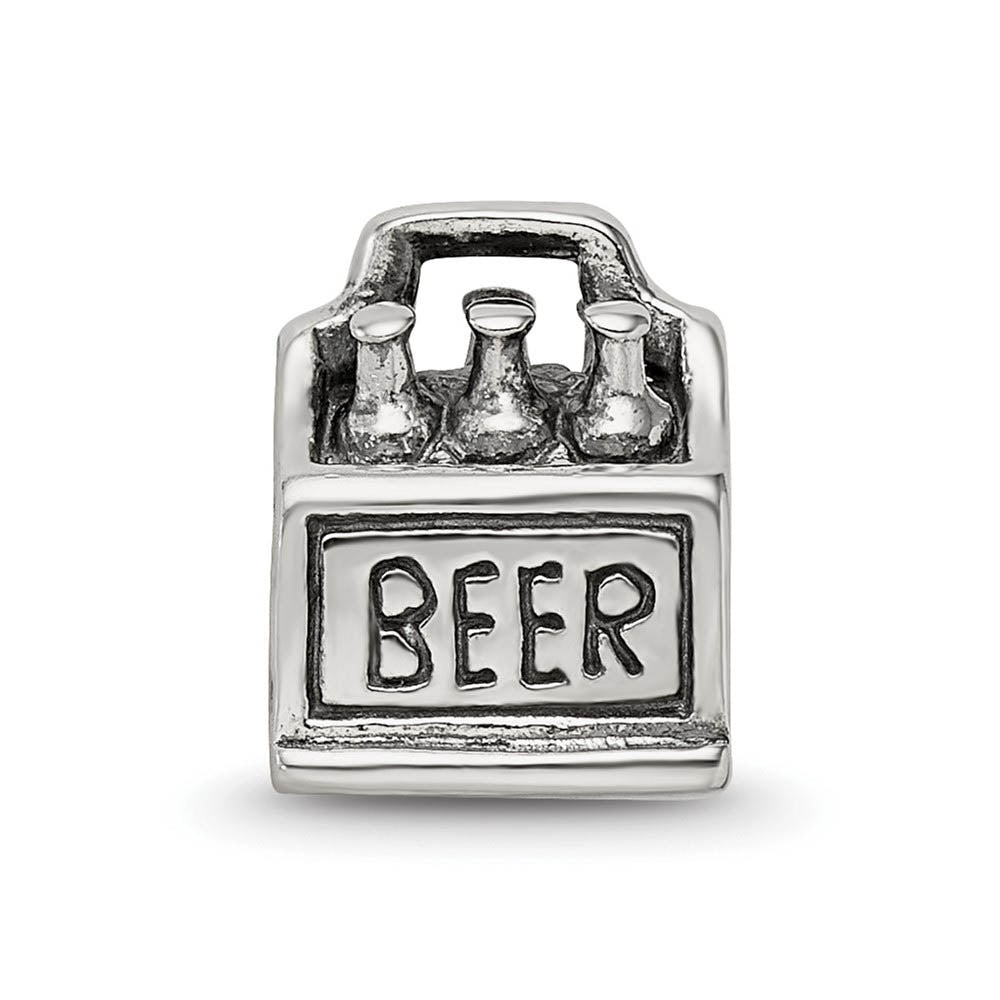 Alternate view of the Sterling Silver 6-pack Beer Bead Charm by The Black Bow Jewelry Co.
