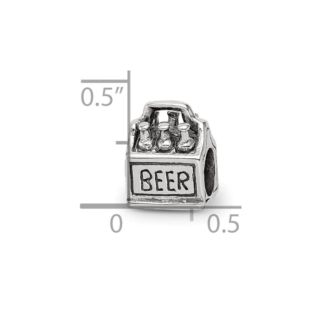 Alternate view of the Sterling Silver 6-pack Beer Bead Charm by The Black Bow Jewelry Co.