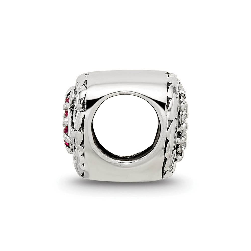 Alternate view of the Sterling Silver CZ and Cross Heart Bead Charm by The Black Bow Jewelry Co.