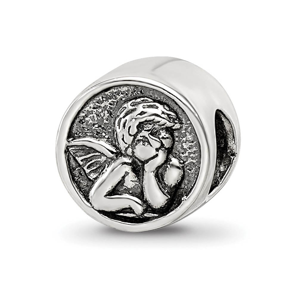 Sterling Silver Angel Bead Charm, Item B10531 by The Black Bow Jewelry Co.