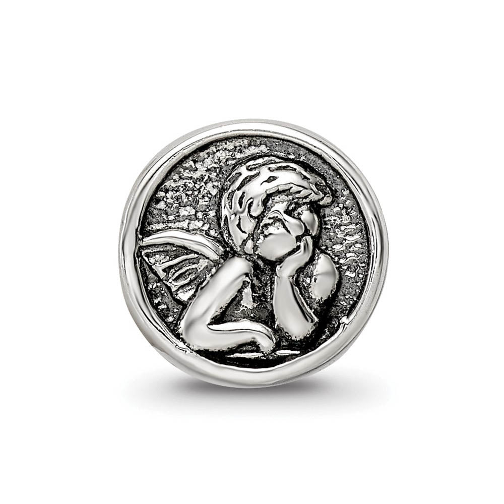 Alternate view of the Sterling Silver Angel Bead Charm by The Black Bow Jewelry Co.