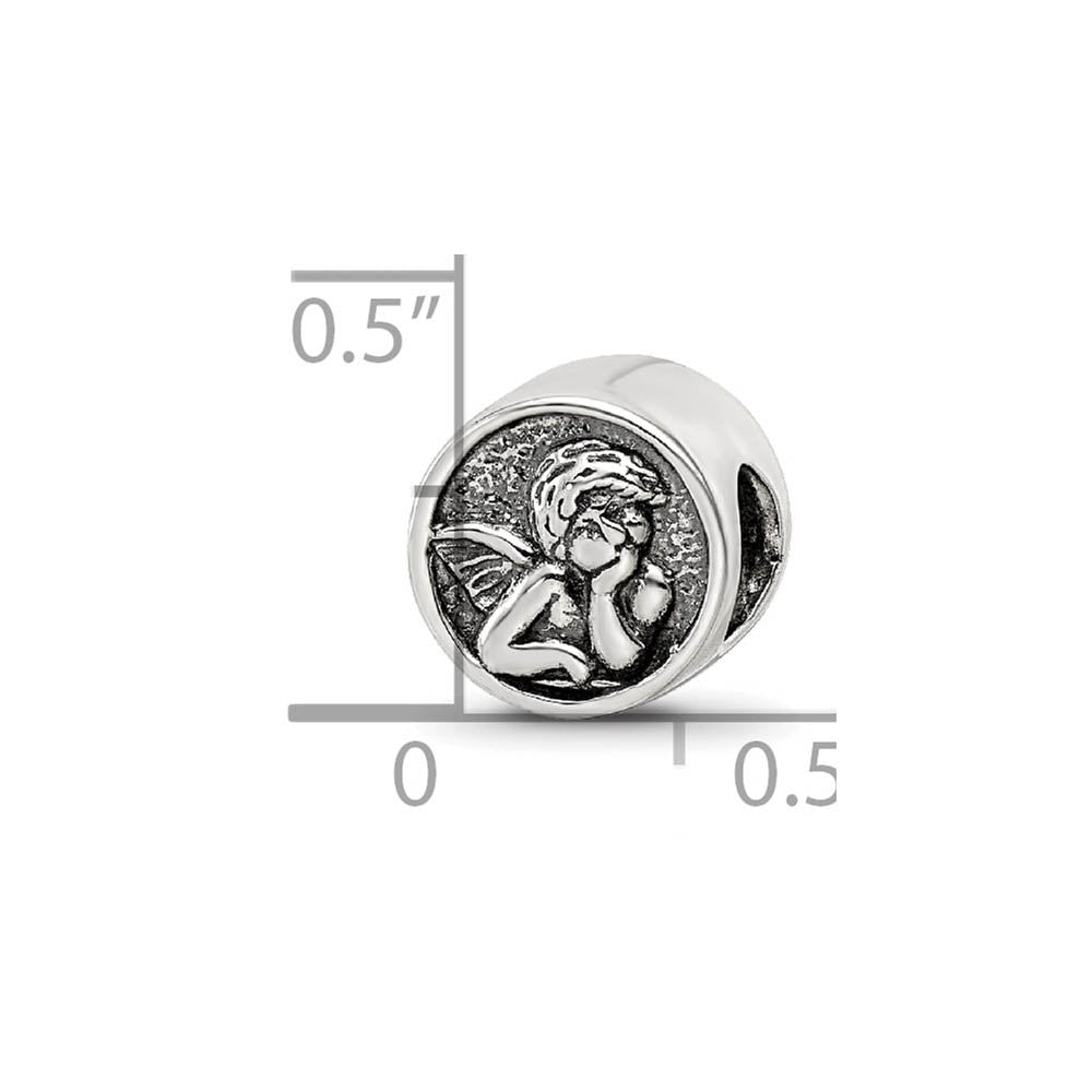 Alternate view of the Sterling Silver Angel Bead Charm by The Black Bow Jewelry Co.