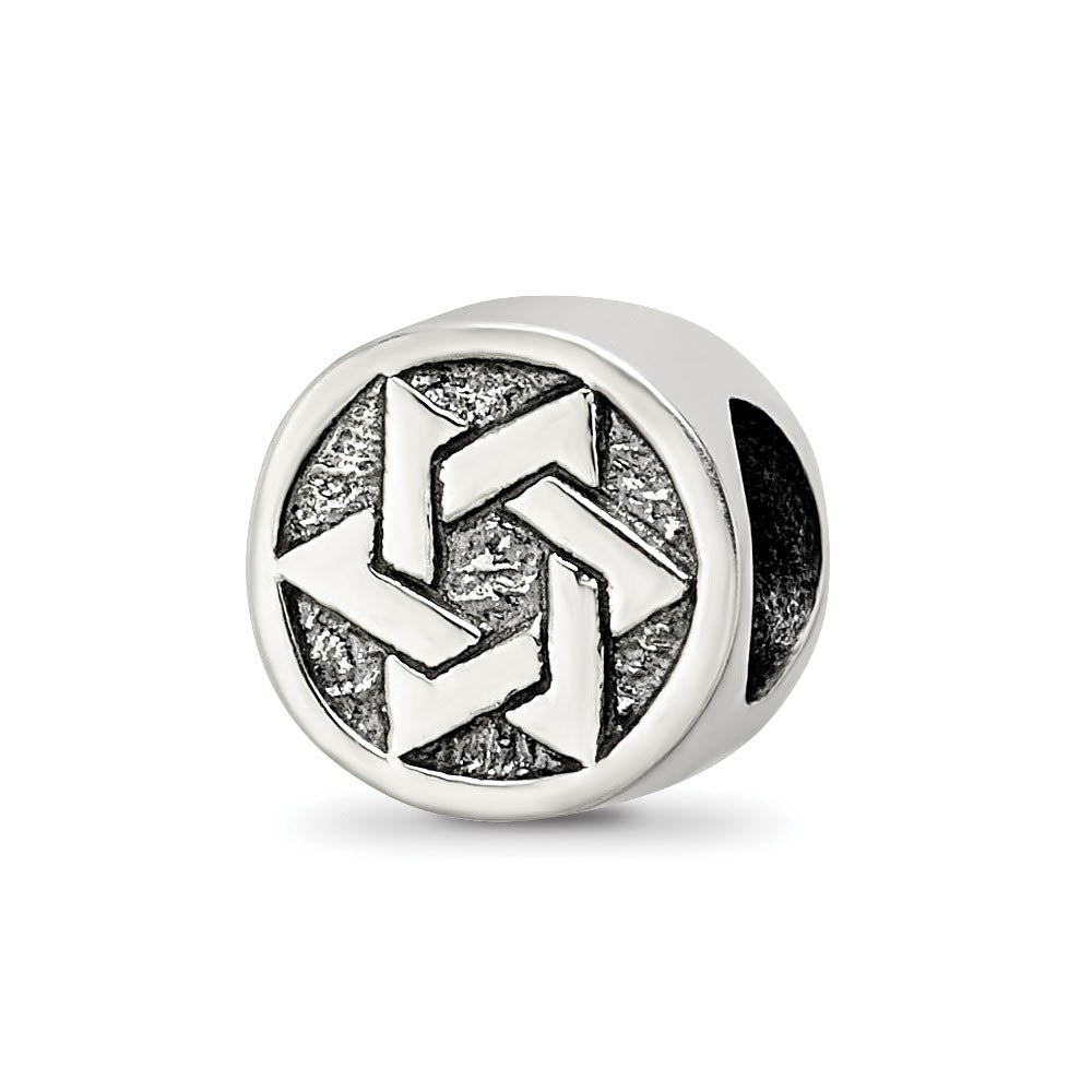 Sterling Silver Star of David Round Bead Charm, Item B10533 by The Black Bow Jewelry Co.